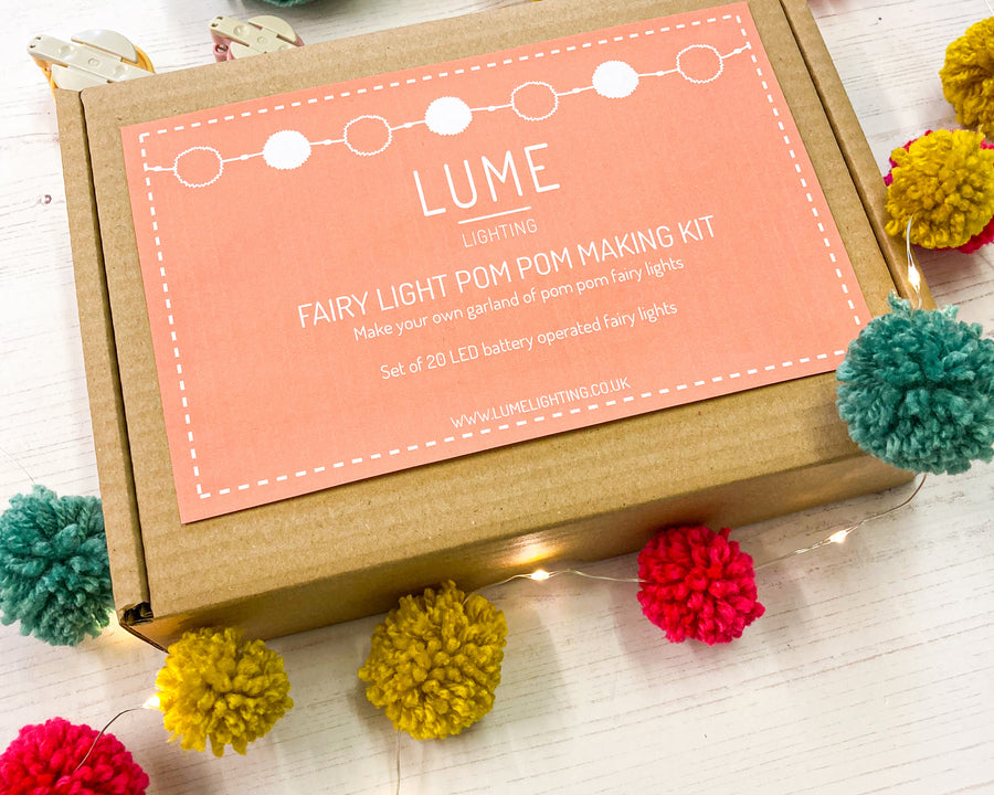 Fairy light pom pom craft kit, bright and colourful