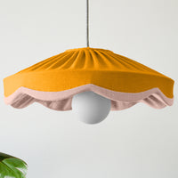mustard and linen scallop pendant lampshade