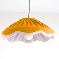 Mustard and pink small scallop lampshade