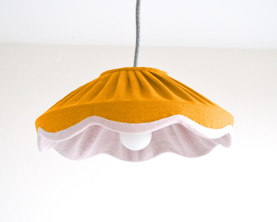Mustard and pink small scallop lampshade