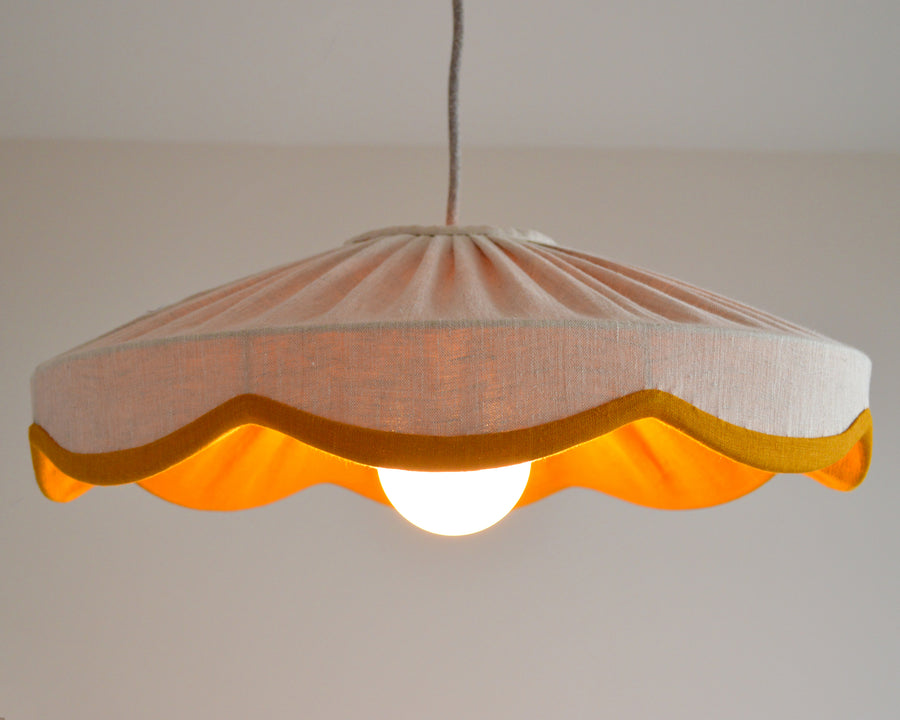 Linen pleated scallop ceiling lampshade