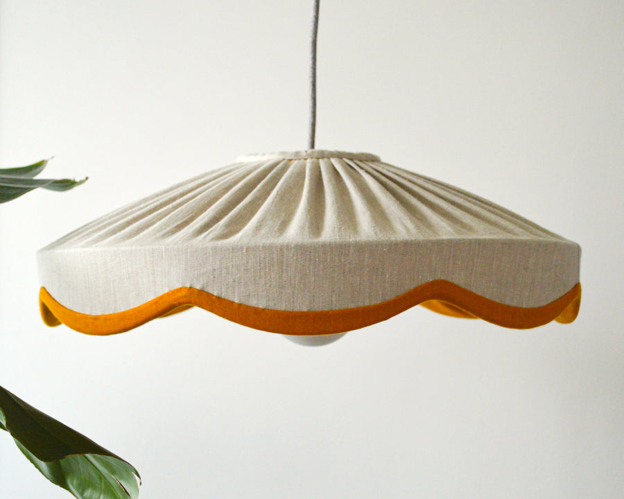 large linen scallop pleated lampshade