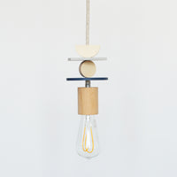 Navy And Grey Wooden Shapes Pendant Light