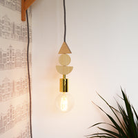 LED Brass And Wooden Pendant Light