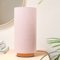 Pink linen table lamp