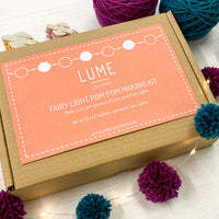 Fairy light pom pom craft kit, plum and teal