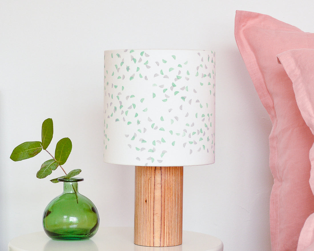 Green and Grey Segments Drum Table Lampshade