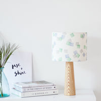 Green, Grey and Blue Squares Drum Table Lampshade