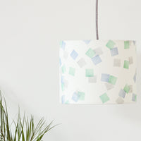 Green, Grey and Blue Squares Drum Ceiling Lampshade