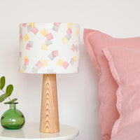 Pink, Yellow and Grey Squares Drum Table Lampshade