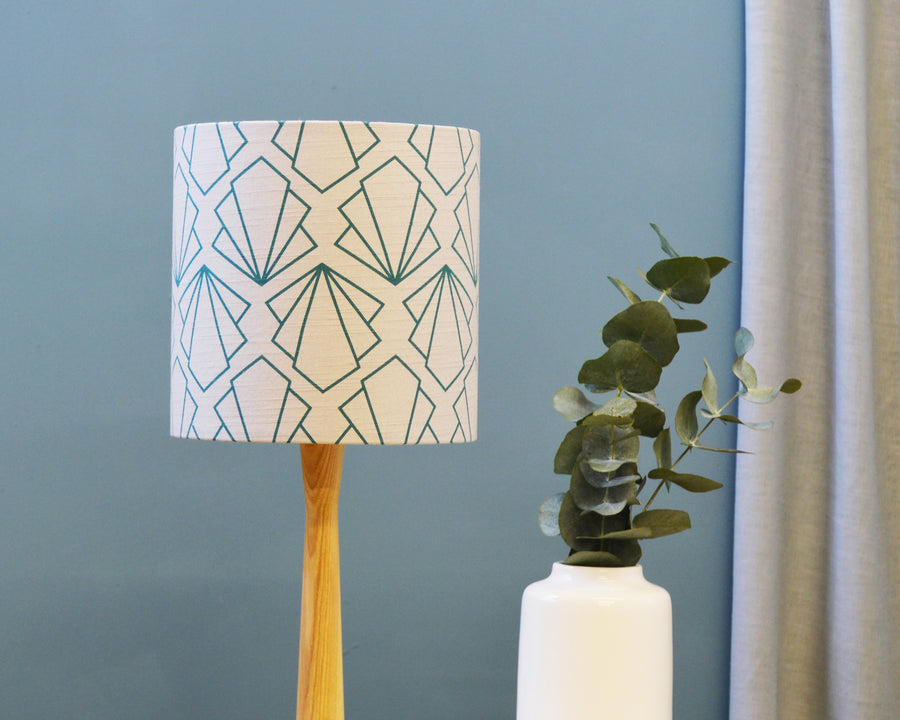 Sunbeam Turquoise and Grey Linen Drum Lampshade
