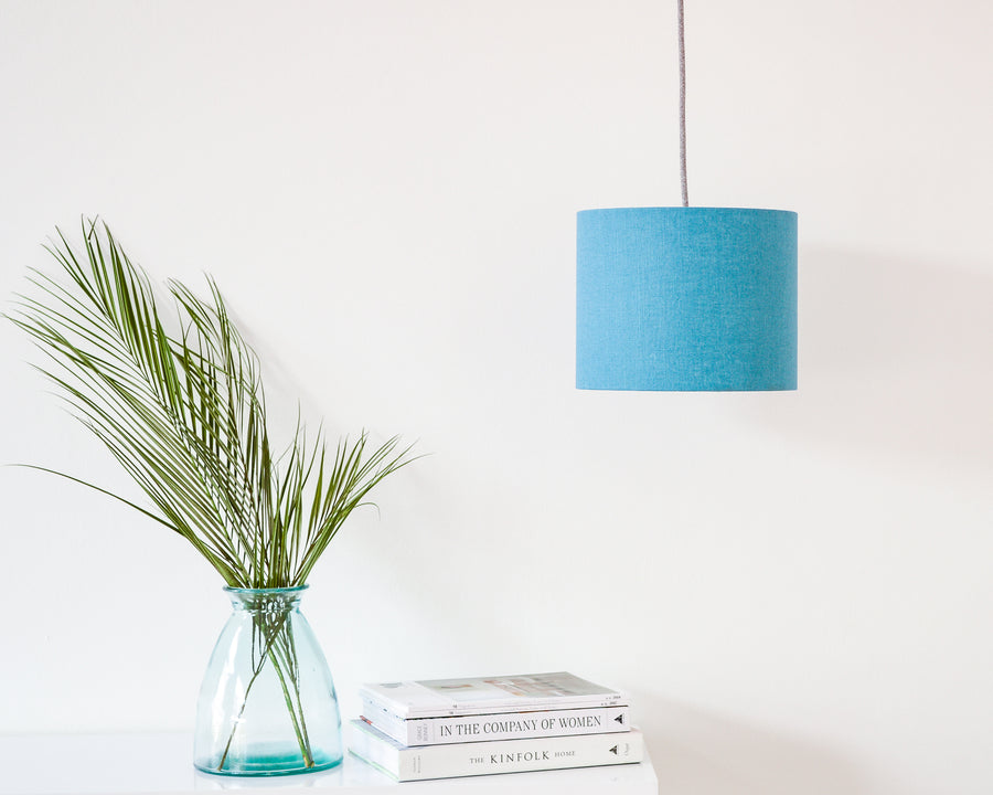 Teal Linen Drum Ceiling Lampshade