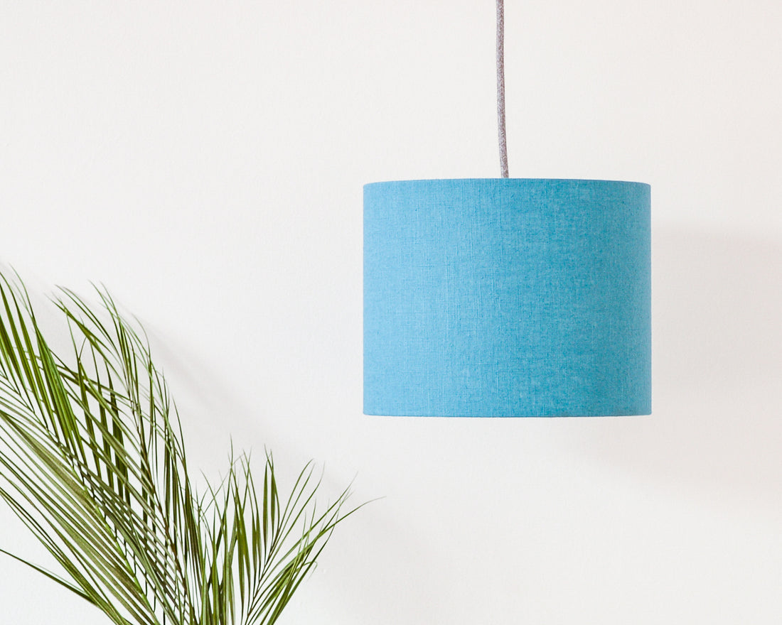 Teal Linen Drum Ceiling Lampshade