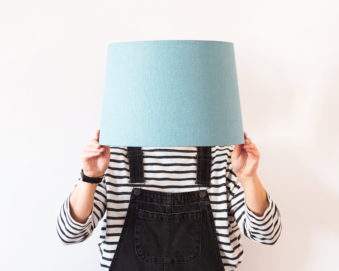 Teal Linen Tapered Lampshade
