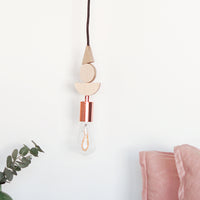 Natural Wood And Copper Shapes Pendant Light