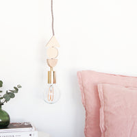 Natural Wood And Brass Shapes Pendant Light